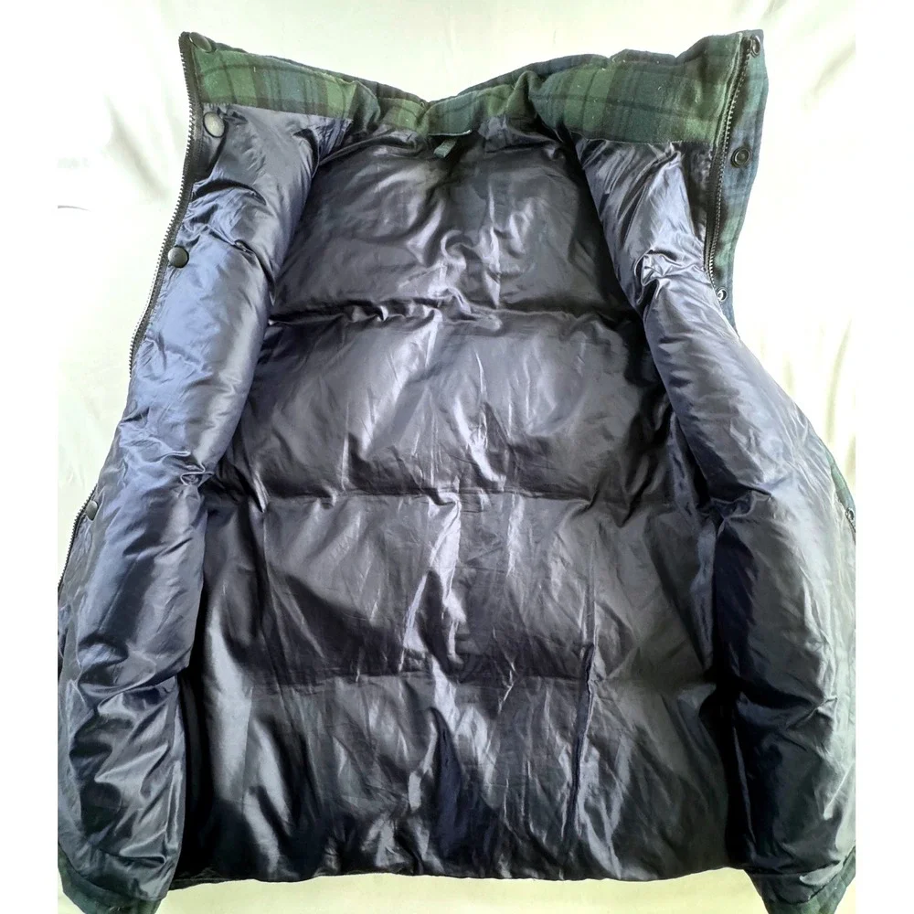 Vineyard Vines Black Watch Plaid Puffer‎ Vest Mens Goose Down Navy Green - Picture 7 of 9